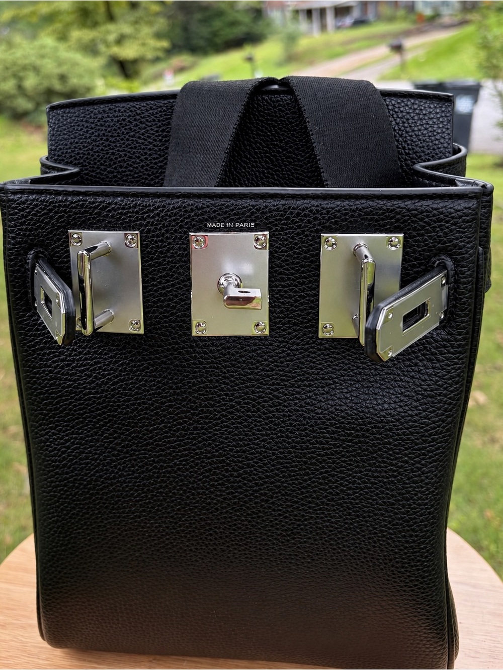 Black Leather Men's HAC Crossbody Bag with Silver Hardware - Picture 10 of 16